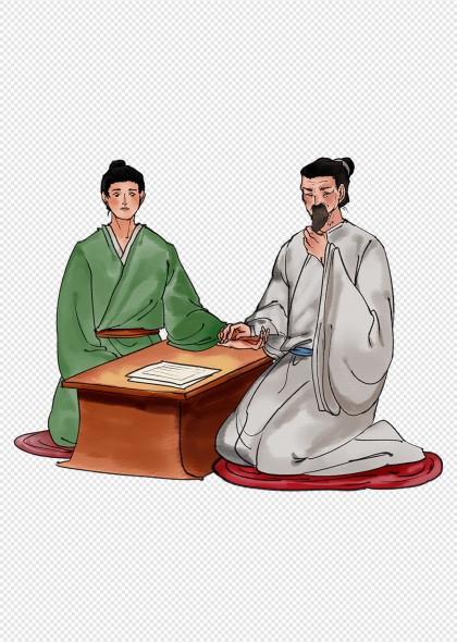 古代中医看病望闻问切插画元素