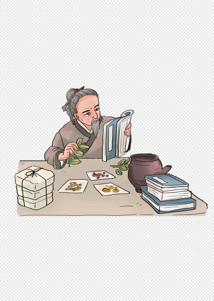 古代医生中医中药人物草药插画元素