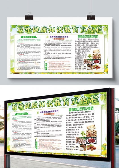 夏季健康知识教育宣传栏展板