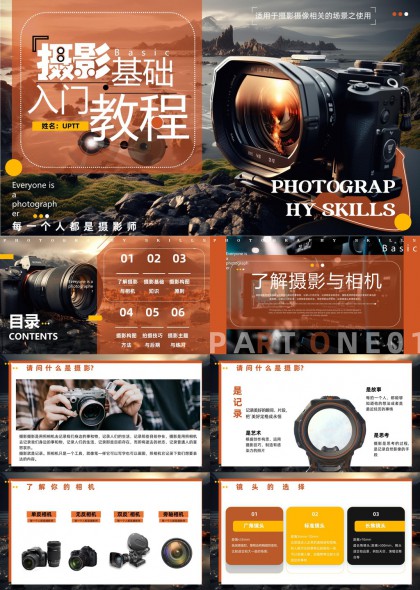 摄影基础入门教程相机选择构图技巧PPT模板