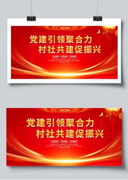 党建引领聚合力村社共建促振兴乡村振兴展板