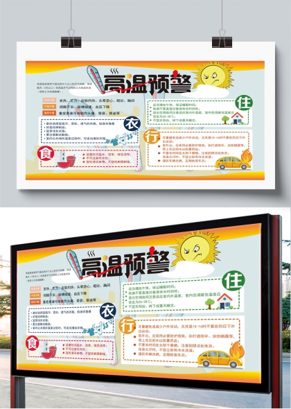 高温预警生活指南夏季安全防护展板