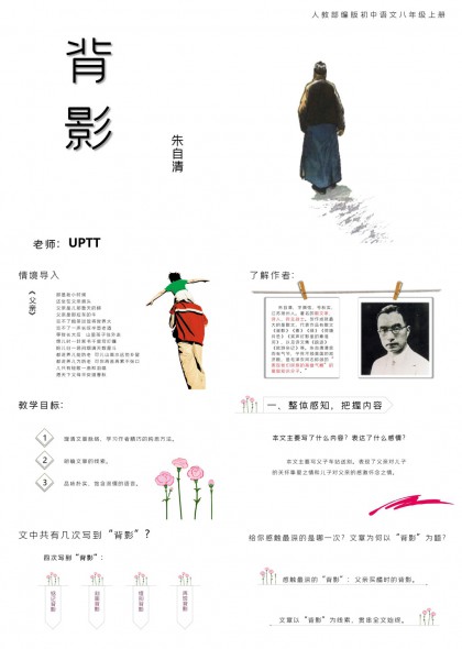 初中语文八年级上册背影朱自清教学课件PPT模板
