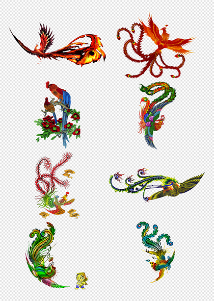中国传统装饰凤凰免抠PNG插画元素