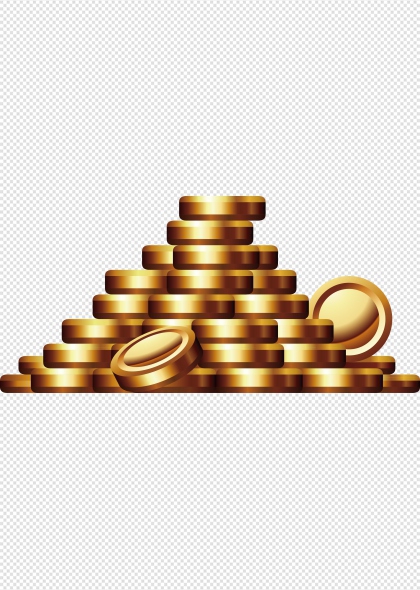 金色金币堆叠免抠插画元素