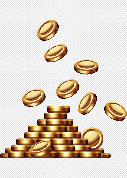 金色金币堆叠财富象征免抠插画元素