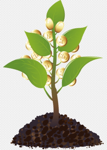 金币树免抠插画绿色植物财富象征装饰图案
