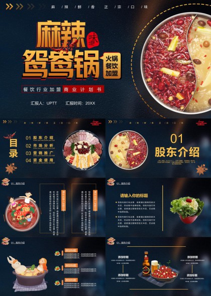 麻辣鸳鸯锅餐饮加盟商业计划书PPT模板