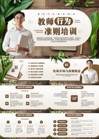 教师行为准则培训指南教育行业规范PPT模板