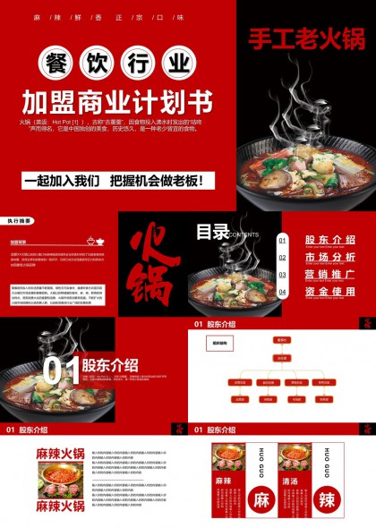 火锅餐饮行业加盟商业计划书PPT模板