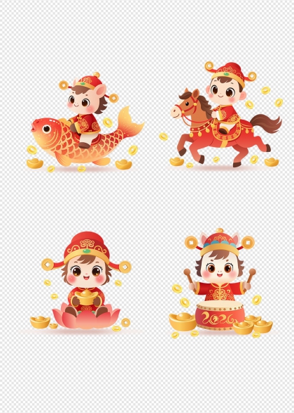2026马年卡通形象新年庆祝活动贴纸矢量素材