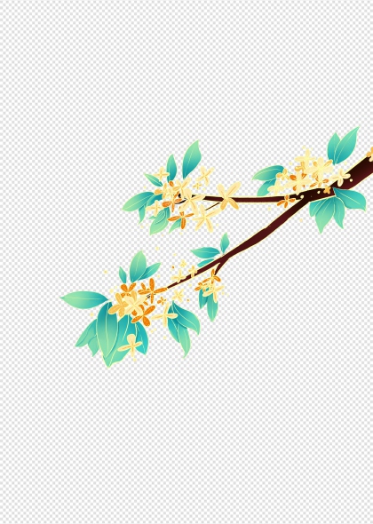 中秋主題手繪桂花枝免摳插畫元素
