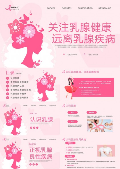 乳腺健康知识科普PPT模板