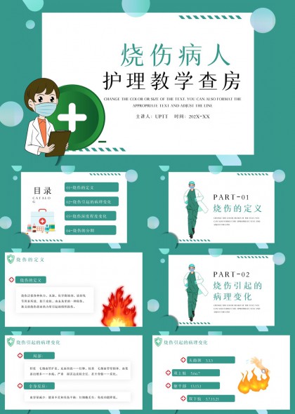 烧伤病人护理教学查房医疗PPT模板