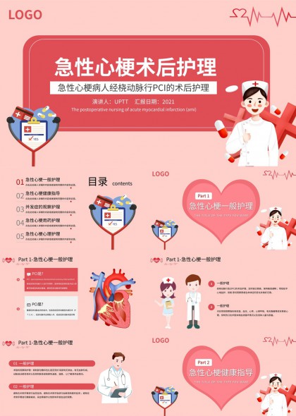 急性心梗术后护理医疗PPT模板