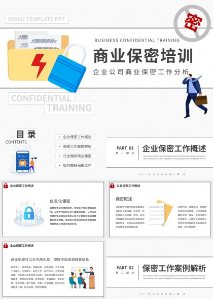 商业保密培训企业工作分析PPT模板