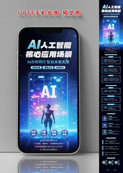 AI智能科技应用场景长图海报