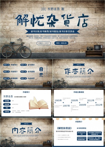 复古解忧杂货店读书分享PPT模板