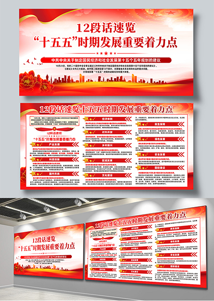 12段话速览十五五时期发展重要着力点宣传展板设计