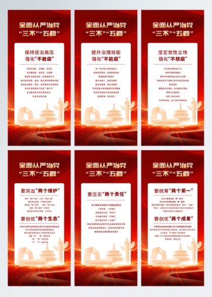 全面从严治党三不五要主题海报