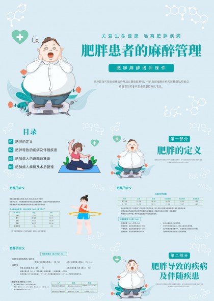 肥胖患者麻醉管理医学培训PPT模板