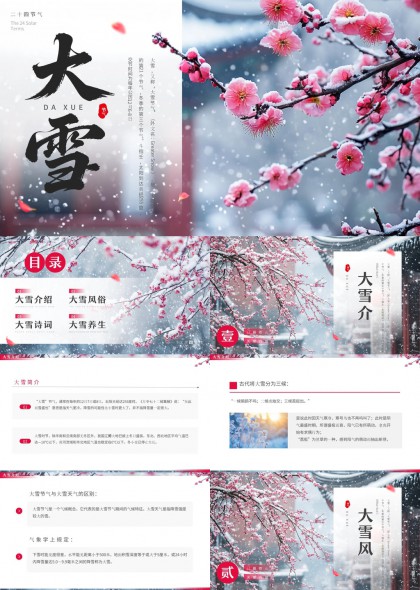 大雪节气梅花雪景PPT模板