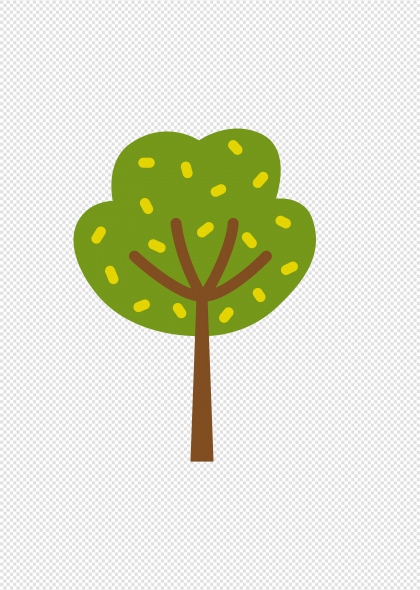 绿色卡通树木插画免抠装饰元素