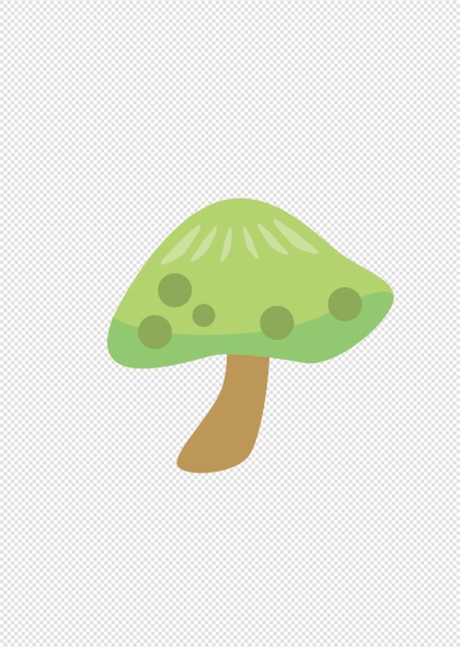 绿色卡通蘑菇森林装饰免抠插画元素