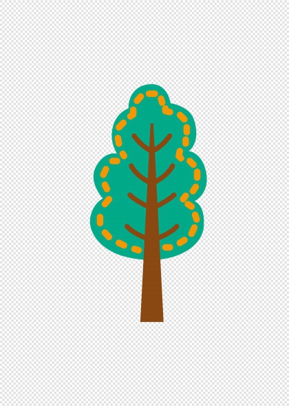 绿色卡通树木边框装饰免抠插画元素