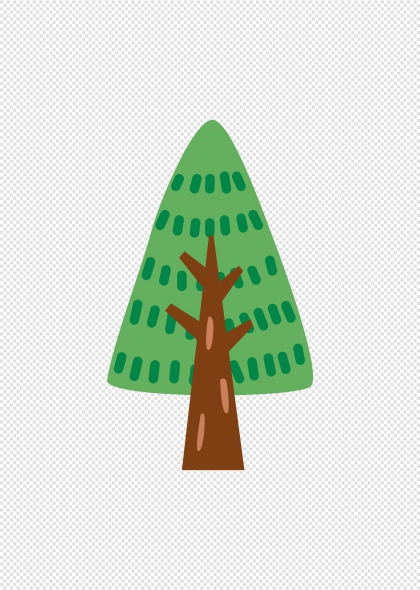 绿色卡通松树免抠插画元素