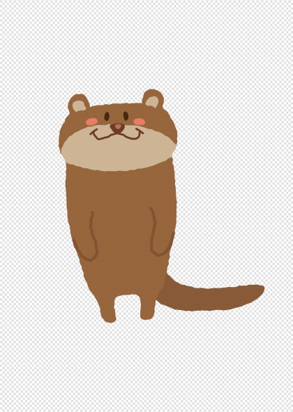 可爱棕色水獭卡通形象免抠插画