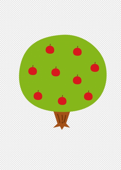 绿色苹果树卡通插画免抠元素