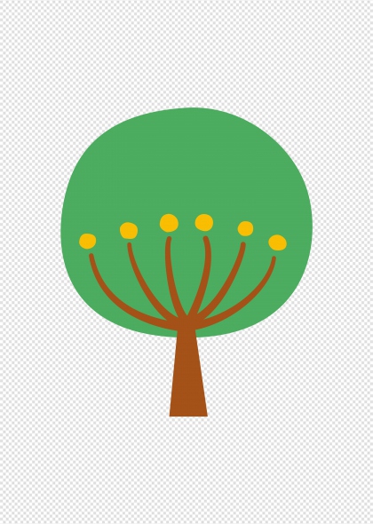 绿色圆形树冠卡通树木免抠插画元素