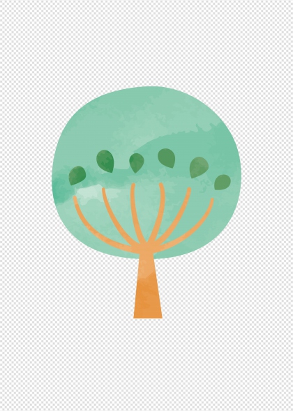 绿色圆形树冠卡通树木插画元素
