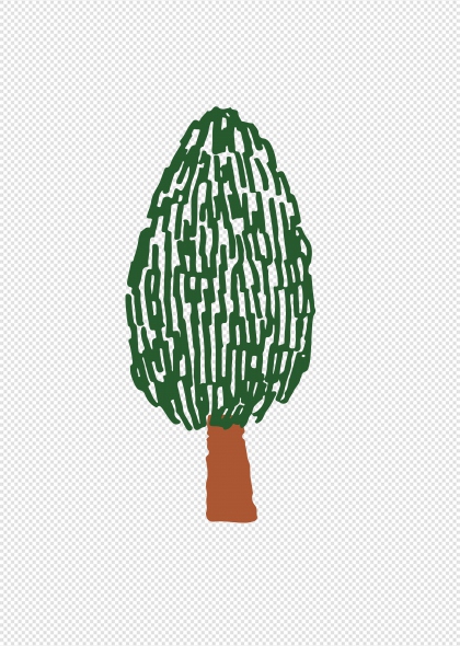 绿色手绘树木插画免抠装饰元素