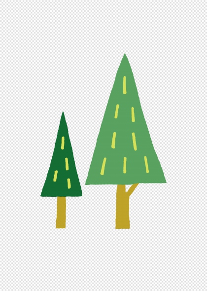 绿色手绘松树卡通森林插画元素