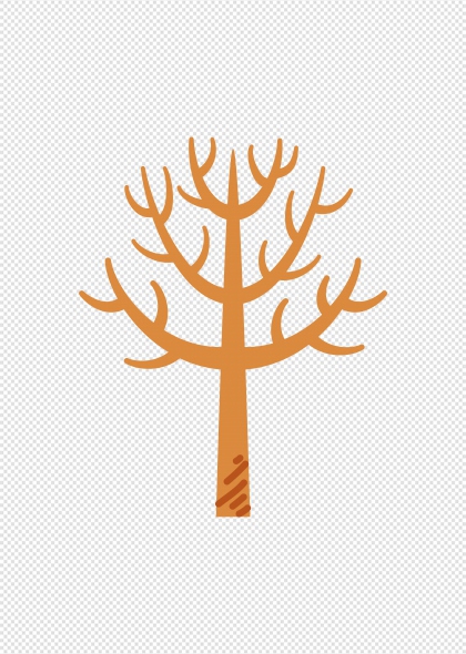 棕色枝干冬季光秃树木免抠插画元素