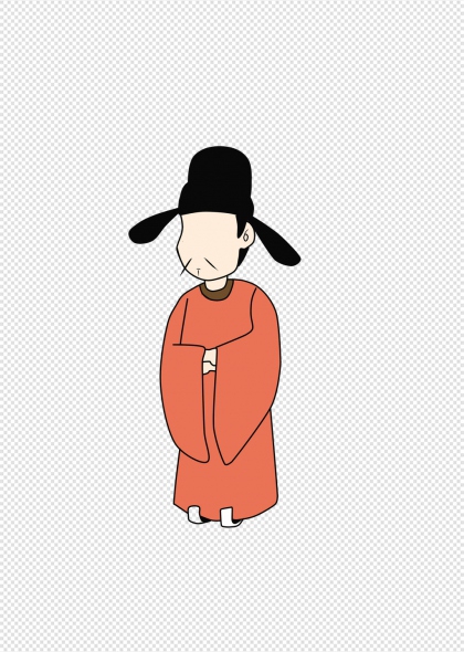 唐代红袍官服人物免抠插画元素