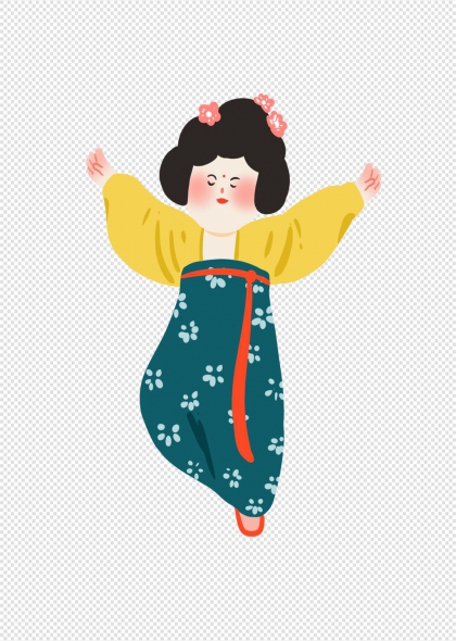 卡通古风唐装人物免抠插画元素