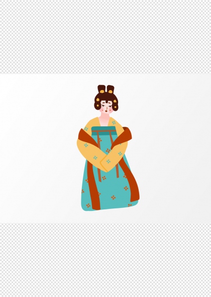 唐代仕女唐装古装人物免抠插画元素