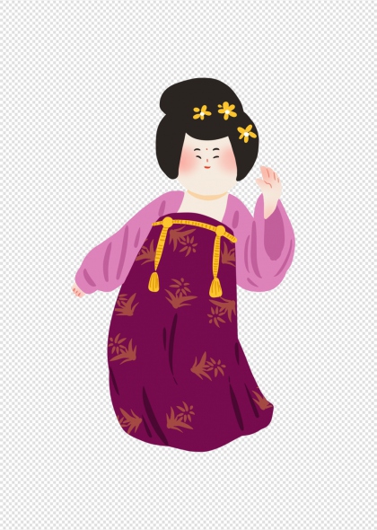 唐代仕女紫金唐装免抠插画元素