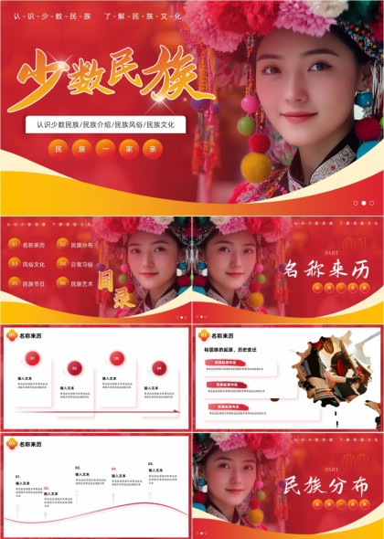 少数民族文化介绍风俗节日艺术PPT模板