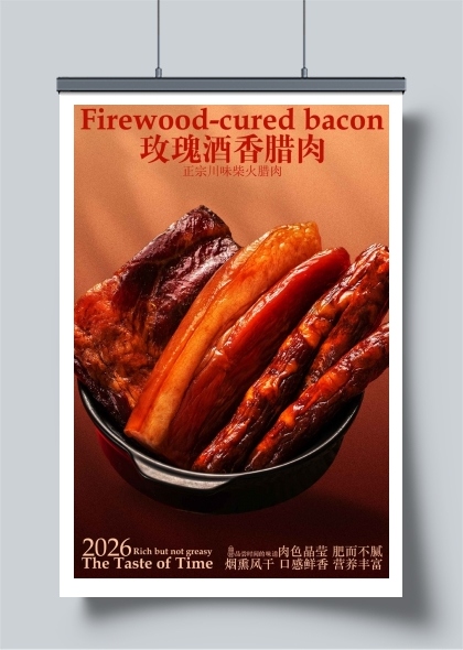 年货腊肉美食海报