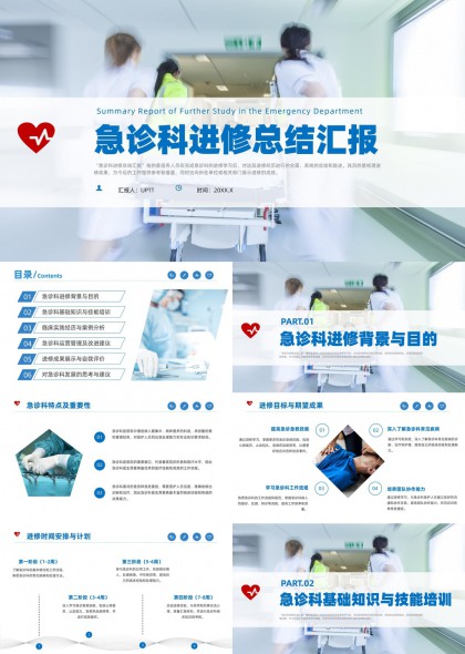 急诊科进修总结汇报医疗行业专用PPT模板