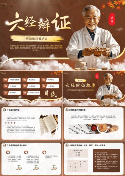 中医六经辨证知识科普培训PPT模板