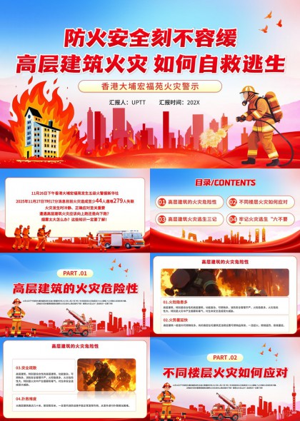 高层建筑火灾自救逃生指南PPT模板