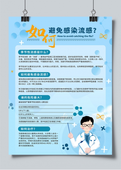 如何避免感染流感科普宣传海报