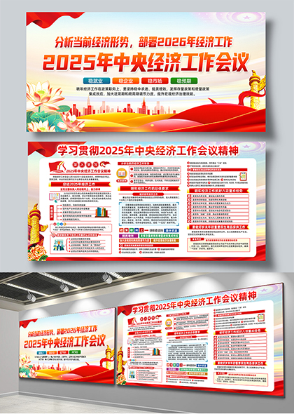 2025中央经济工作会议精神解读与工作部署宣传展板