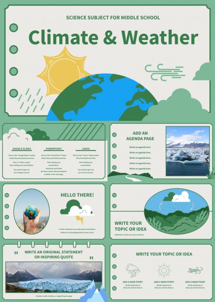 绿色清新气候与天气主题教学课件PPT模板
