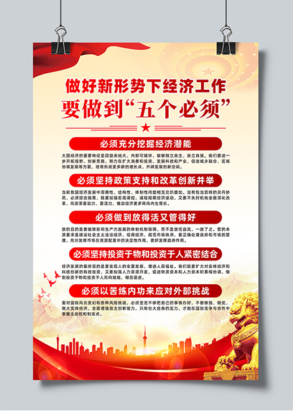 做好新形势下经济工作五个必须宣传海报